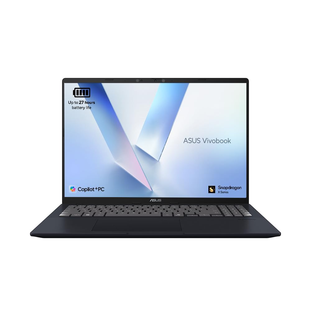 ASUS Vivobook X1607QA 16″ WUXGA Next Gen AI Laptop with Co-Pilot+ (Qualcomm Snapdragon X Plus with 45 TOPS, 16GB RAM, 512GB PCIe G4 SSD, 19 Hour Battery Life, Windows 11 Home